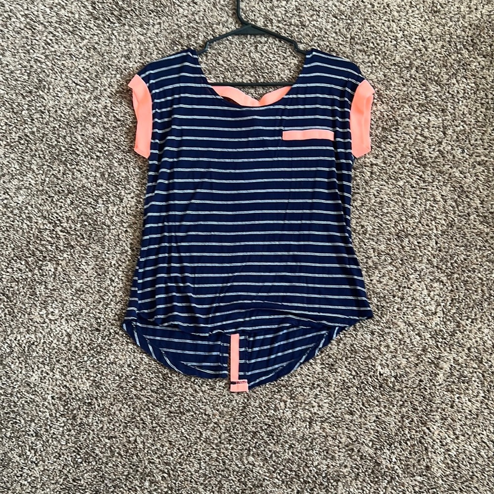 E&M, Small, Striped Top with button down back, good condition